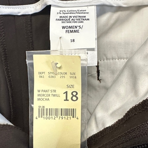 NWT Eddie Bauer Women’s Plus Mercer Twill Mocha Straight Leg Pants 18 - Picture 5 of 5